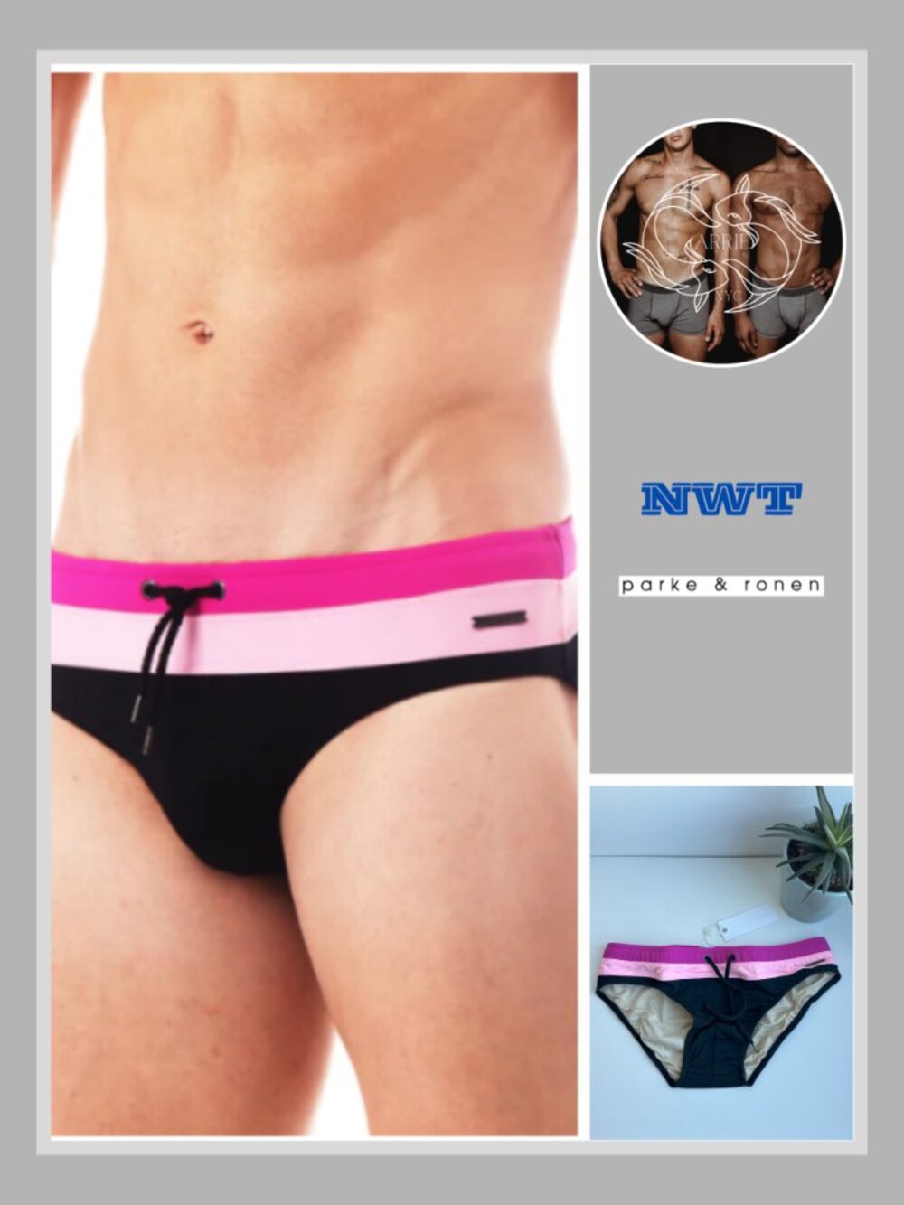Parke & Ronen - Colorblock Meridian Brief - Pink/Black (M)